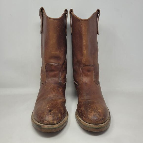 VTG Red Wing Boots 8B Pecos Western Brown Leather Safety Toe Work Nailseat 2265 - Picture 3 of 15